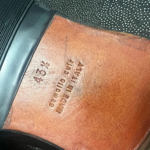 HERMES Classic Black Cap Toe Lace up Mens Leather Oxfords Size:EU 43 1/2/US 10.5 - Picture 12 of 16